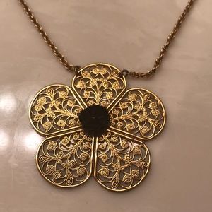 Gold flower statement necklace